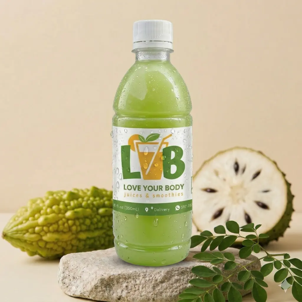 Groene smoothie met zuurzak, sopropo en moringa - Love Your Body Suriname