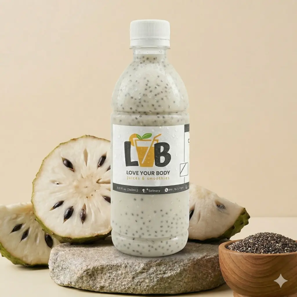 Verse zuurzak sap met chiazaadjes - Love Your Body Suriname